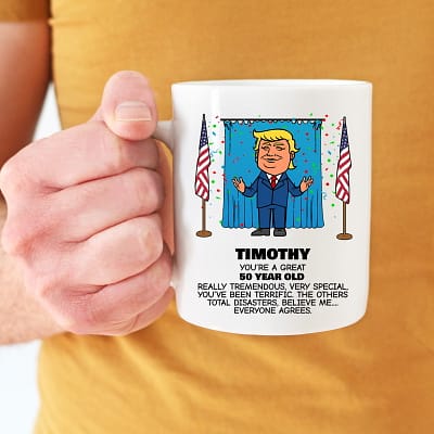 Custom Personalized Trump Birthday Mug – Everyone Agrees (Confetti)