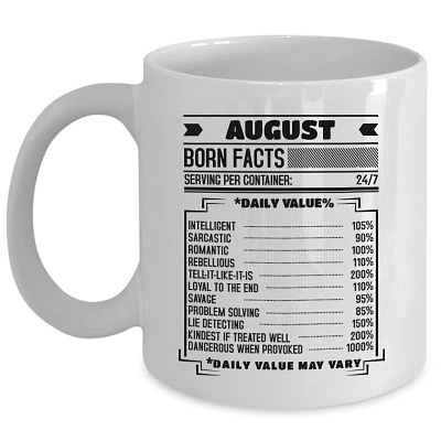August Born Facts black 11 oz