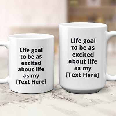 Life Goal Be Excited_White 11 - 15 oz Mug - Stacked and Next To - SQ CROP