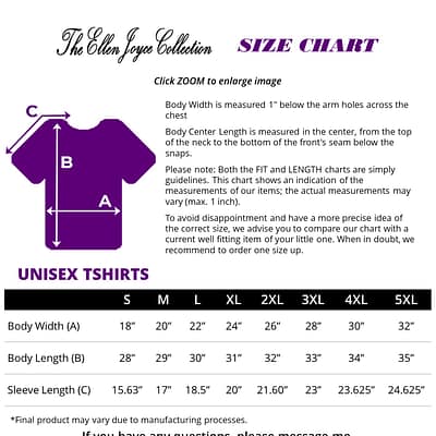 Unisex Tshirt Size Chart